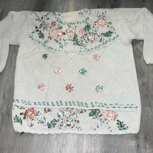 Cottagecore basketweave vintage grandma with beading ribbon flower embroidery